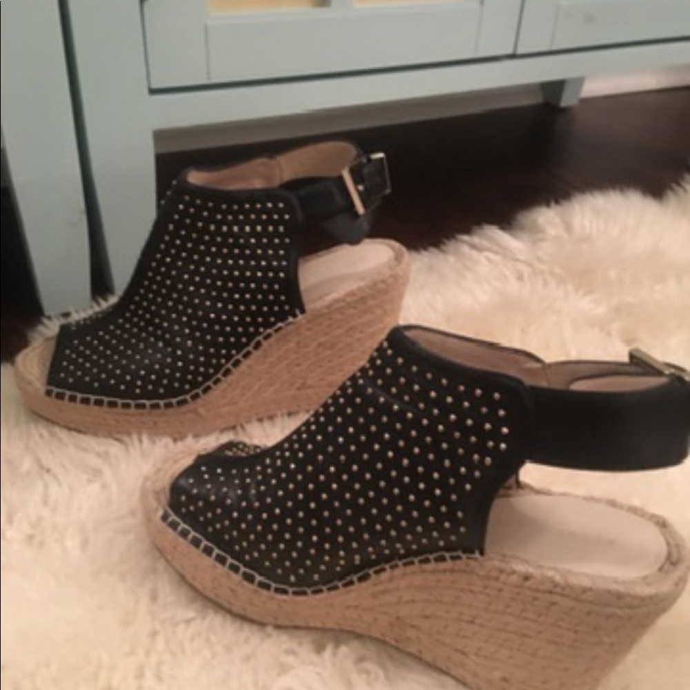 Kenneth Cole Gold Studded black leather espadrille - Picture 11 of 11